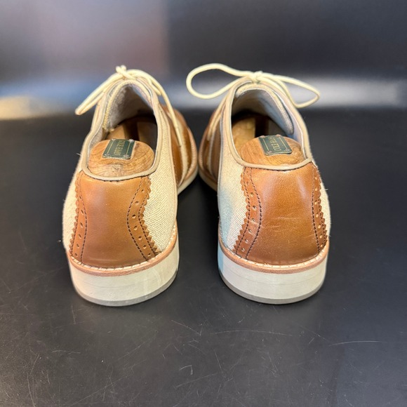 Johnston‎ & Murphy Mens Wingtip Oxford Dress Shoes Leather Beige Tan 8.5M - Picture 5 of 8